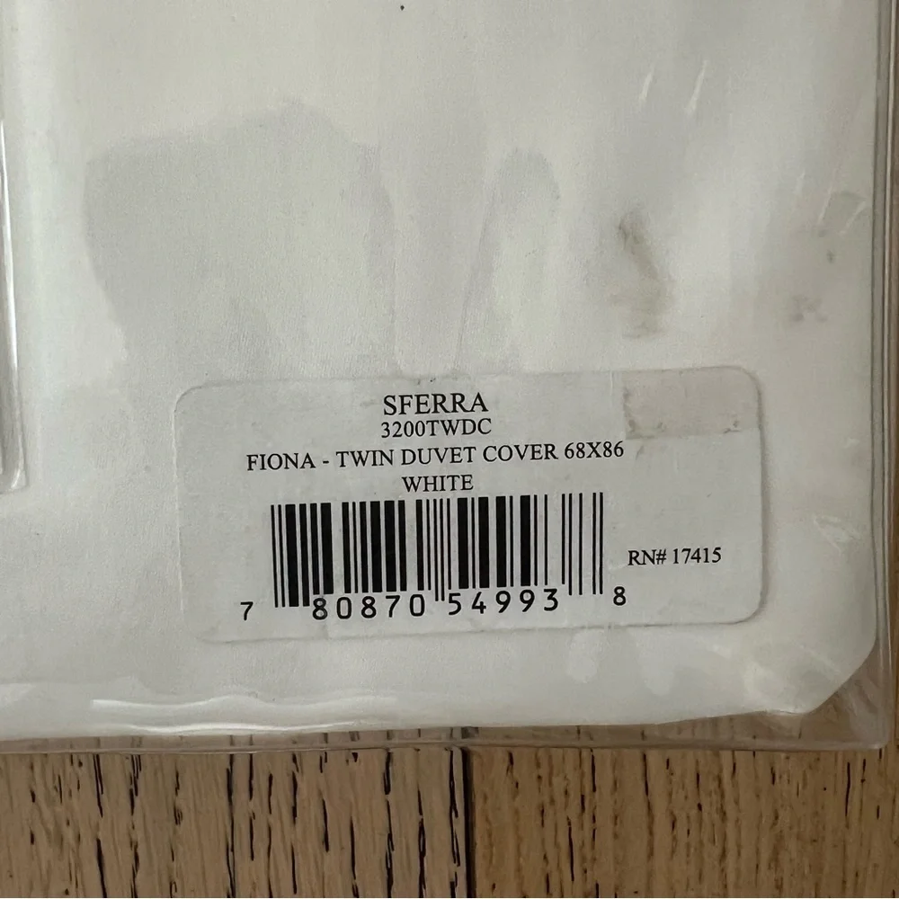 NEW Sferra Fiona 3200 Twin Duvet Cover $340 White Sateen 100% Egyptian Cotton